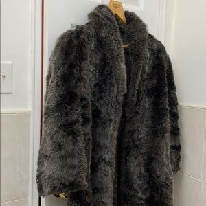 Gently used synthetic long fur coat